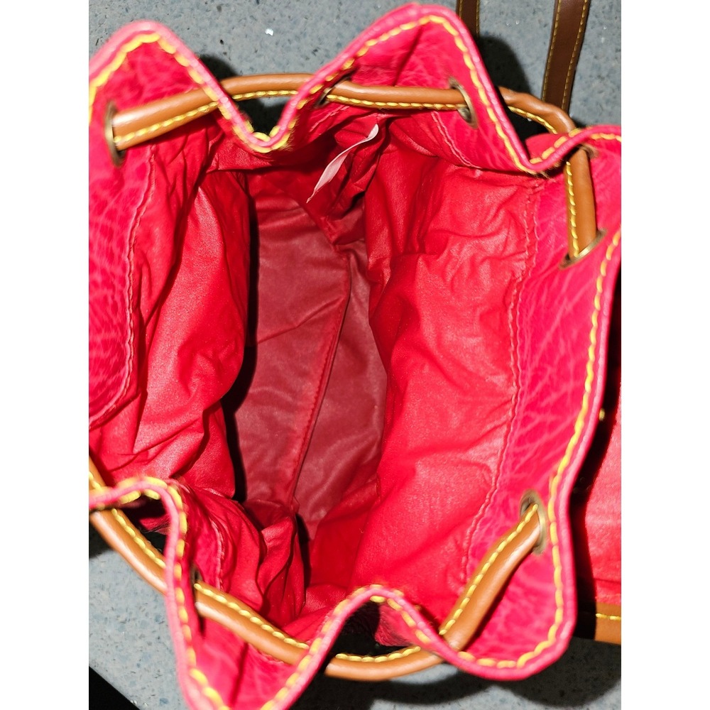 Vintage Mini Red Backpack Purse Pull String Butto… - image 6